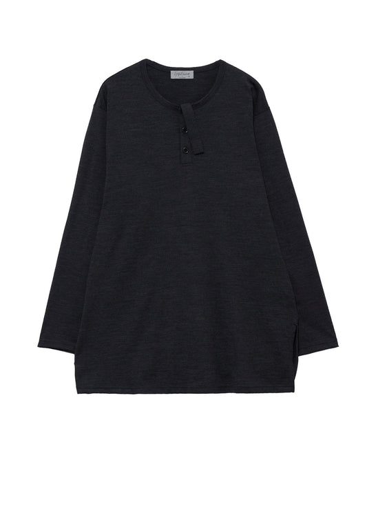 WOOL CLEAR SINGLE JERSEY FRONT DETAIL LONG SLEEVE PO