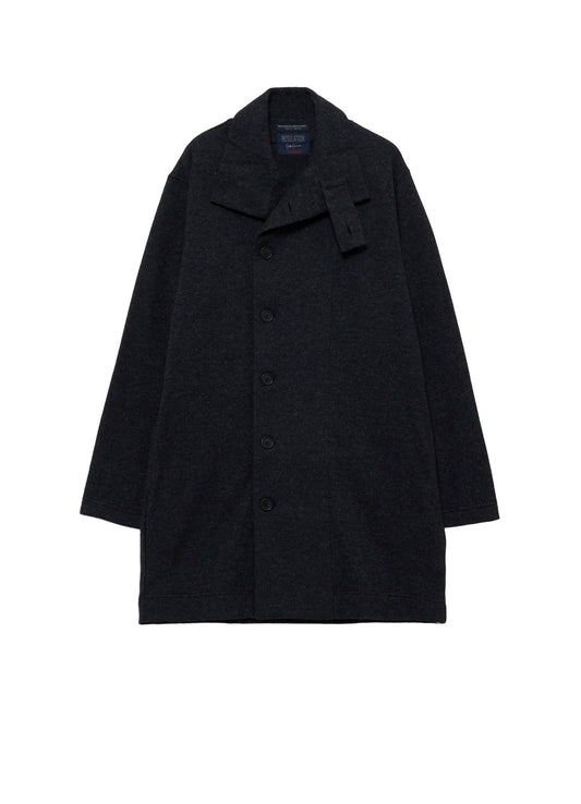 WOOL COMBED YARN SINGLE JERSEY RE HIGH NECK LONG COAT