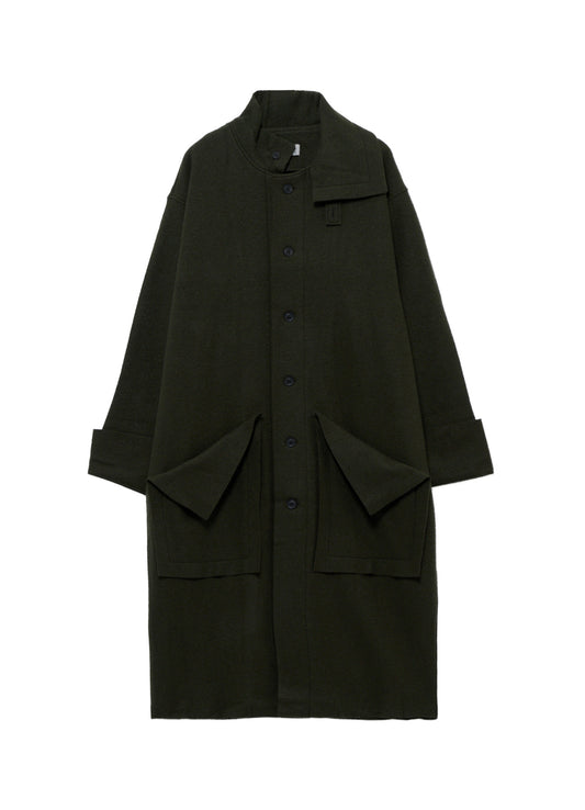 WOOL RING SOFT TAB DESIGN COLLAR COAT