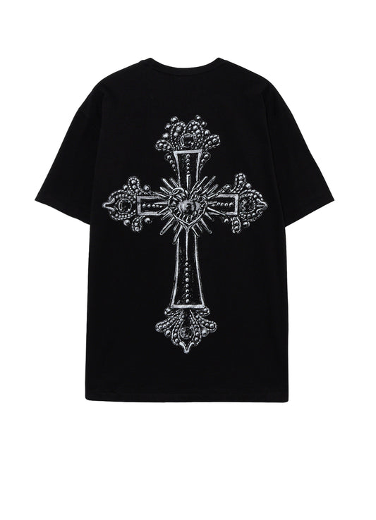 GOTHIC ANTIQUE CROSS PRINTED TEE