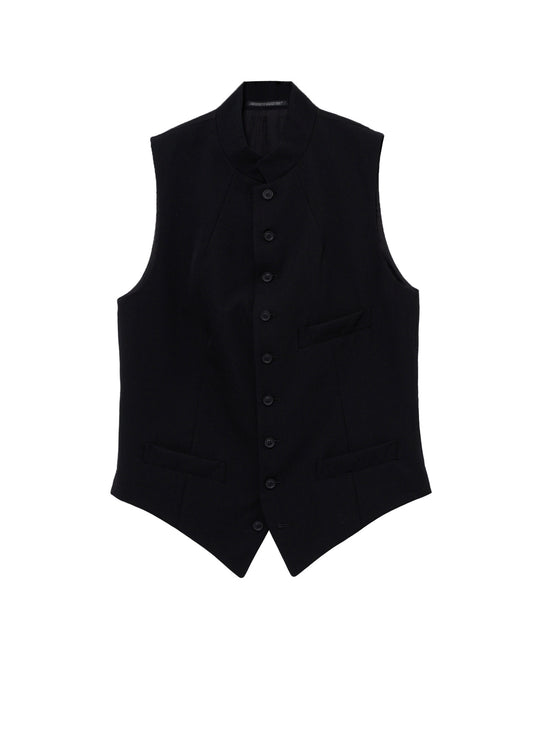 WOOL GABARDINE LAYERD LAPEL VEST