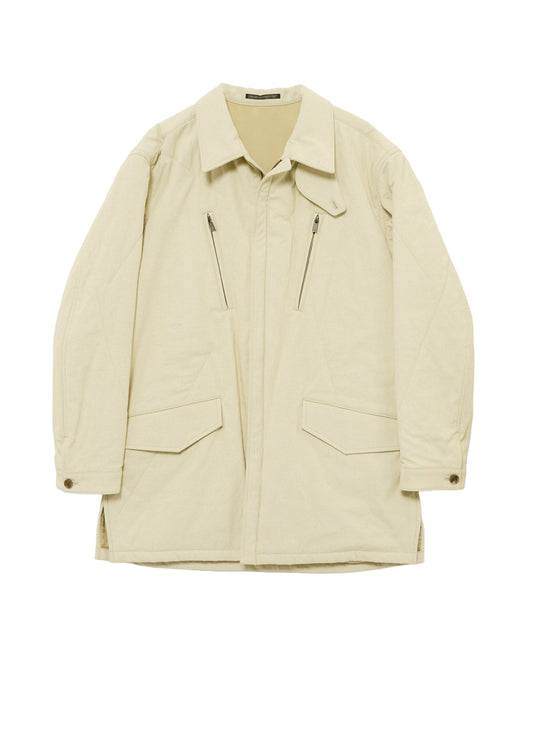 COTTON HEMP BACK SATIN PADDED ZIP BLOUSON
