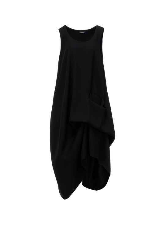 DOUBLE SATIN POCKET TUCK DRESS