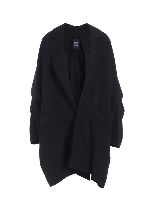 WOOL GABARDINE ELBOW PATCH LONG JACKET