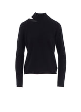 CASHMERE SINGLE JERSEY HIGH NECK SLIT KNIT