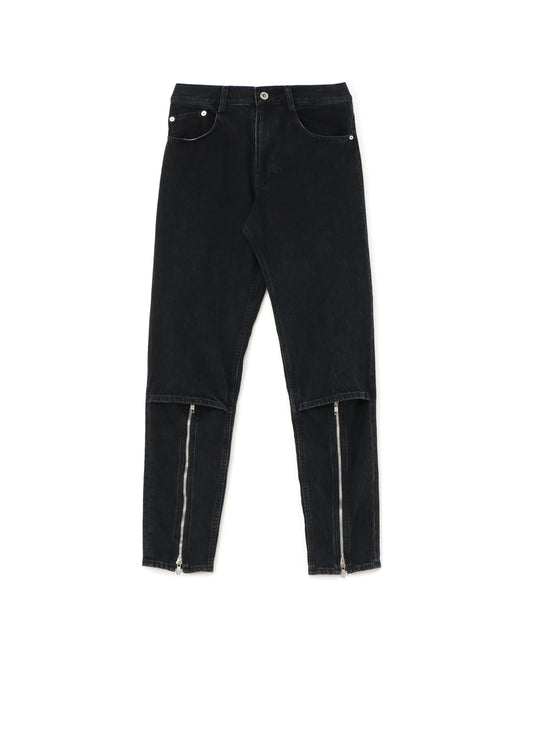 Black Denim Front Zip Pants