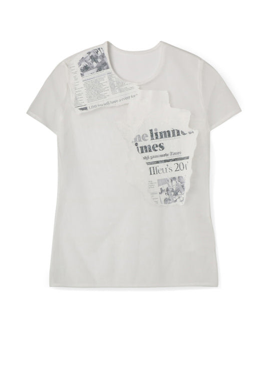 Newspaper Print Tight Short Sleeve T