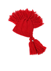 KNITTED WOOL JERSEY HAT WITH TASSELS AND SPIKES