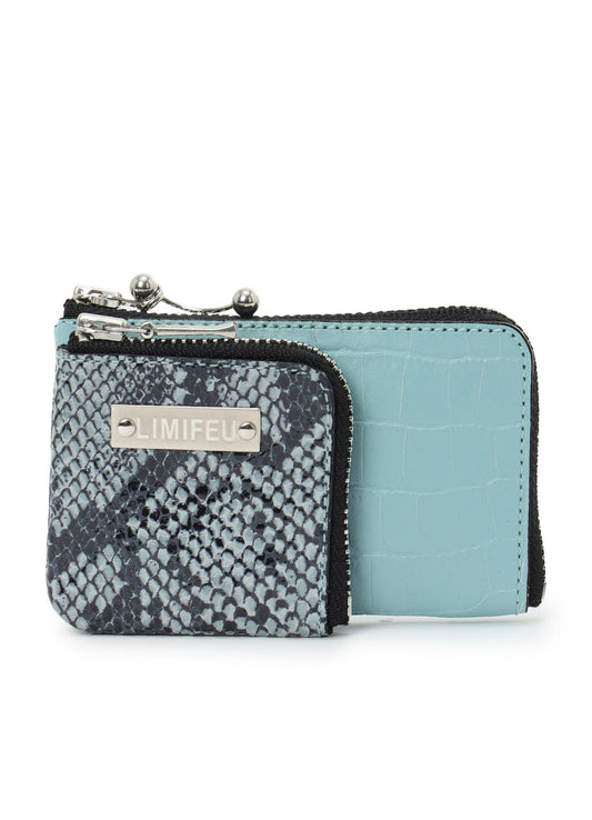 CROC+ SNAKE EMBOSSED LEATHER W SMALL WALLET