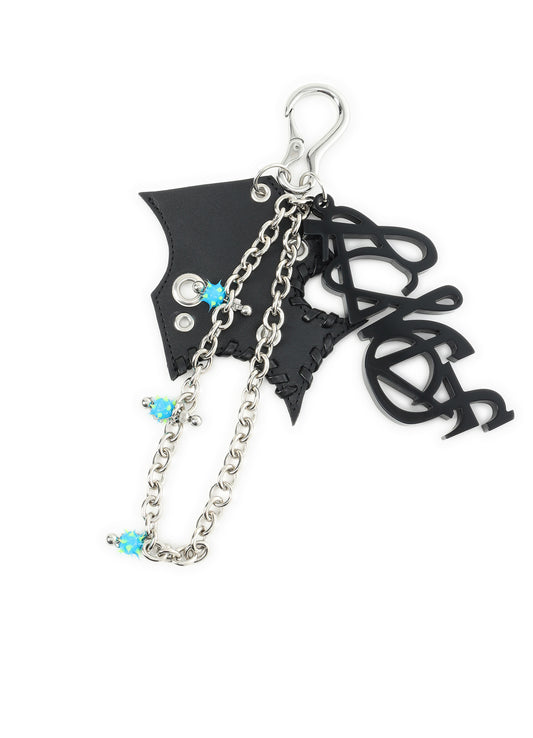 TANNED LEATHER+ ACETATE SPIKED MULTI HOLDER