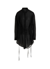 COTTON CHIFFON LACE-UP BLOUSE