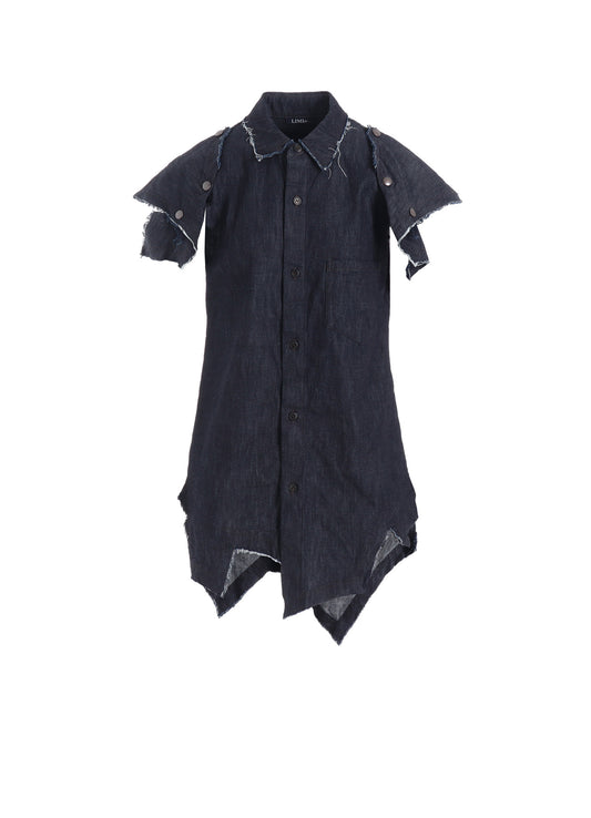 6oz DENIM DESIGNED SLEEVE BLOUSE A