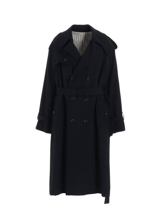 W/GABARDINE LONG TRENCH COAT