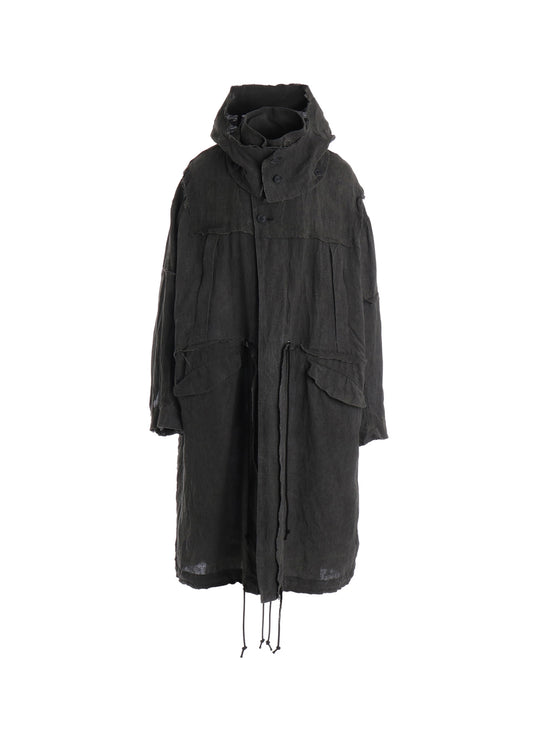 INK DYED LAWN HOODED COAT