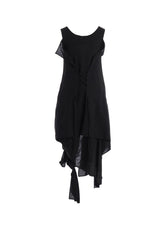 CELLULOSE/ LINEN LAWN LACE UP DRESS