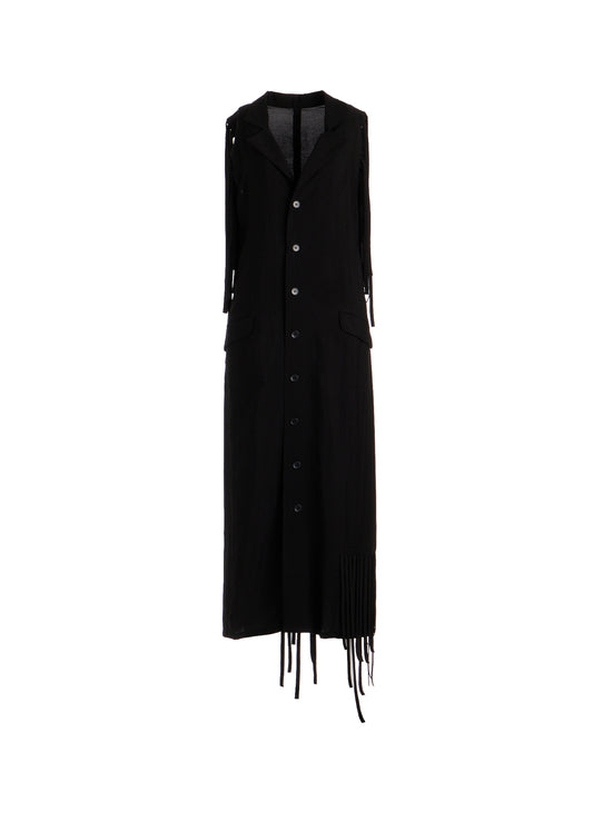 HIGH TWISTED GABARDINE FRINGE DRESS