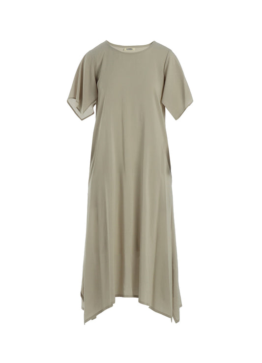 RAYON LAWN DRAPED SLEEVE DRESS