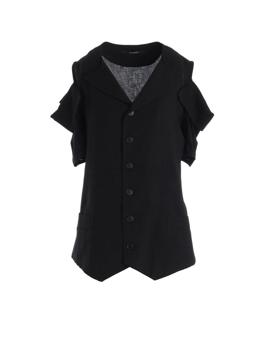 CELLULOSE/ LINEN LAWN OPEN SHOULDER JACKET