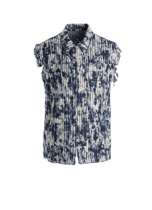 DAMAGED DENIM SLEEVELESS BLOUSON