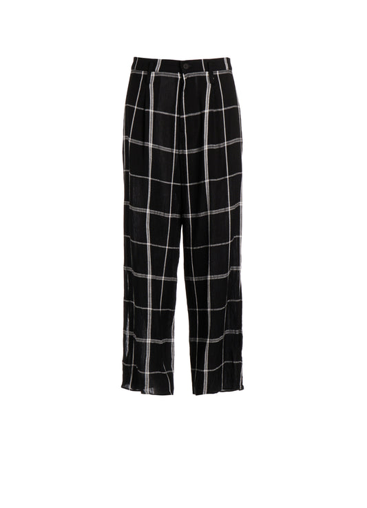PLAID KHADI SLIT PANTS