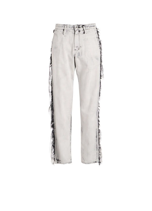 UNIVEN BLEACHED DENIM STRAIGHT PANTS