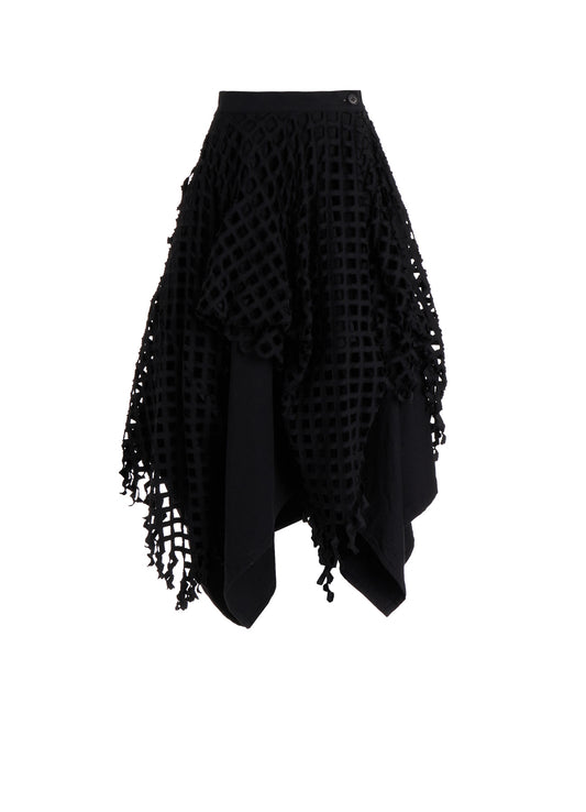 BLACK DENIM LAYERED SKIRT