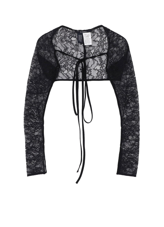 FLOWER LACE+SIGLE JERSEY SLEEVE SLIT BOLERO