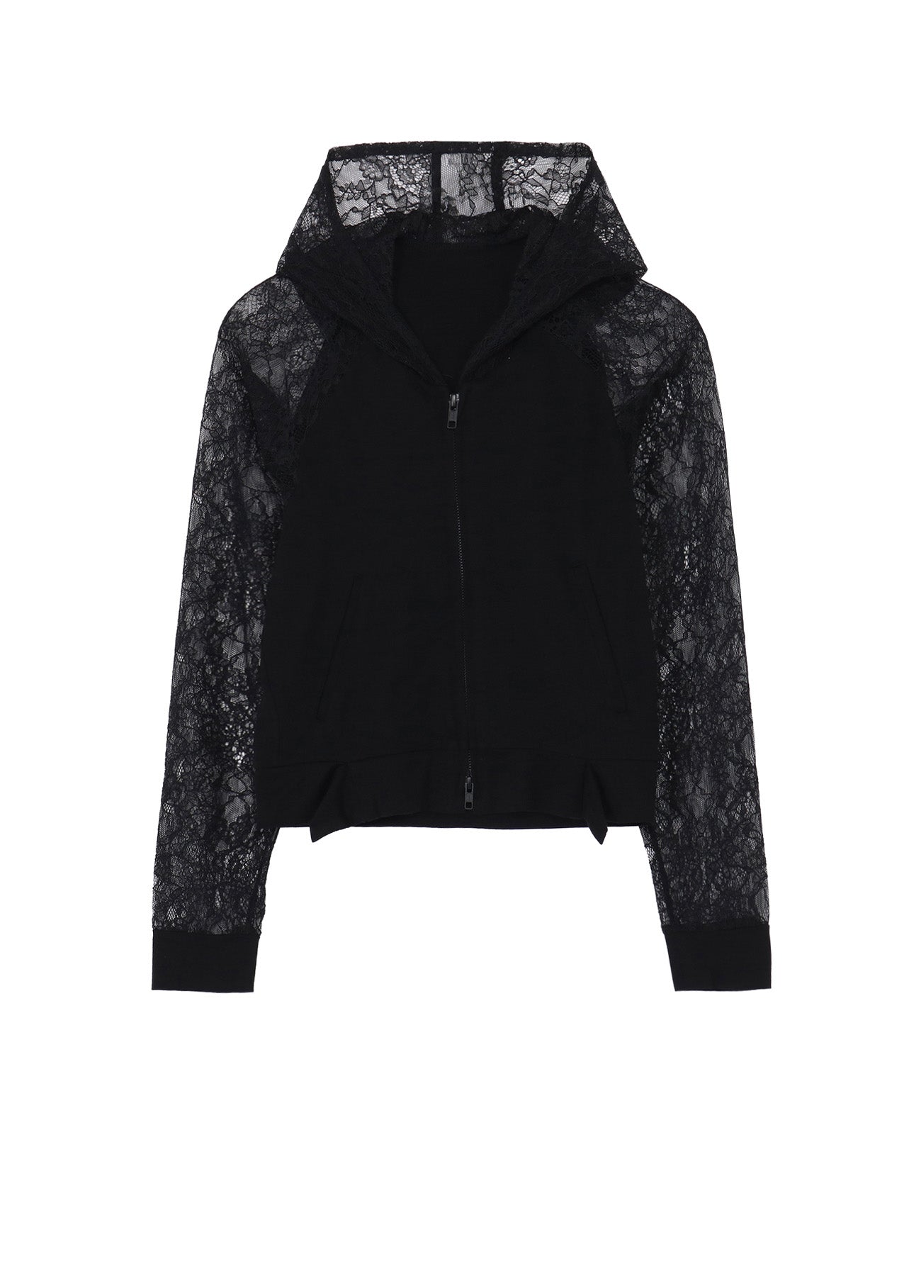 FLOWER LACE+SIGLE JERSEY RAGLAN HOODIE – THE SHOP YOHJI YAMAMOTO
