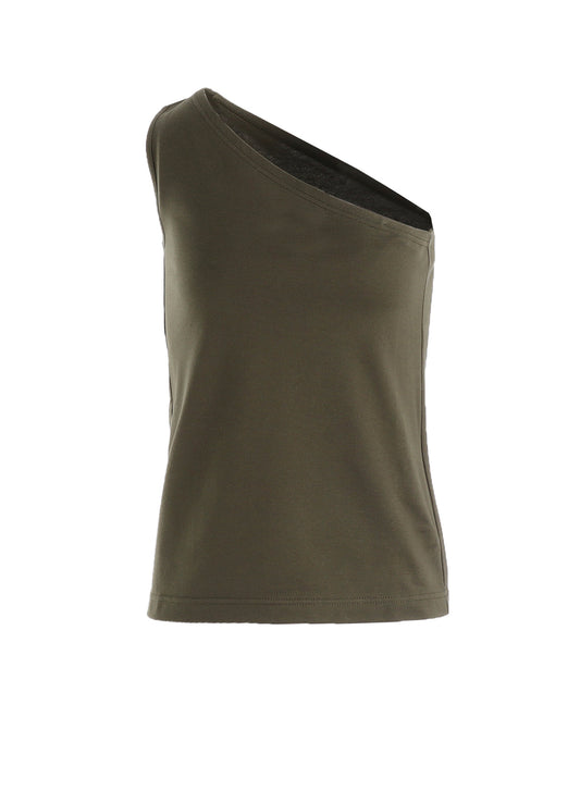 60/2 COTTON SINGLE JERSEY ONE SHOULDER TANK TOP  A