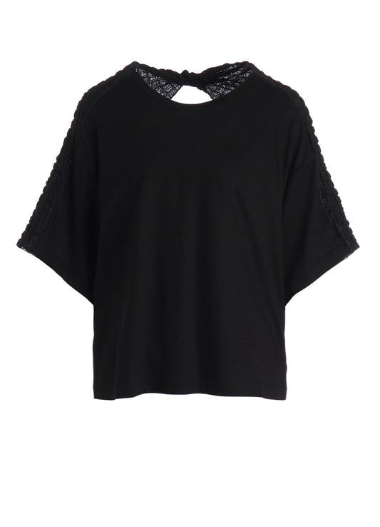 SINGLE JERSEY+SHRINKED LACE BACK TWIST DETAIL TEE