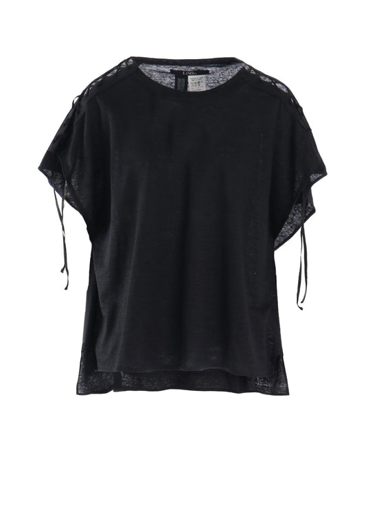 LI/ SINGLE JERSEY LACE UP SQUARE TEE