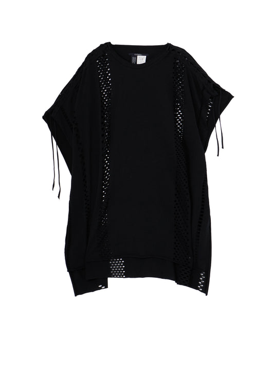 EYELET STRIPES LACE UP ASYMMETRIC TEE