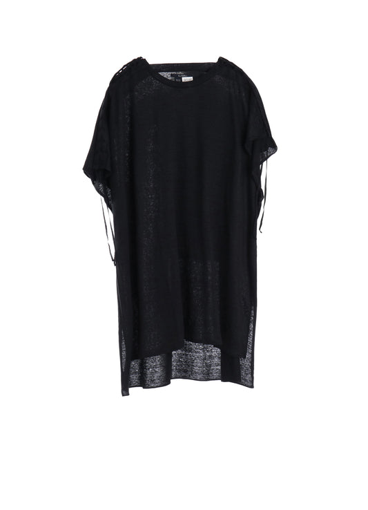 LI/ SINGLE JERSEY LACE UP ASYMMETRIC TEE