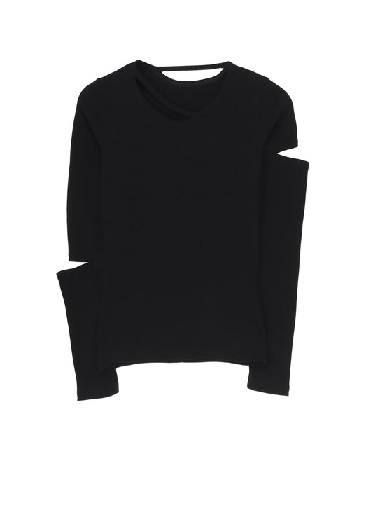 COTTON RIB LONG SLEEVE SLIT TEE