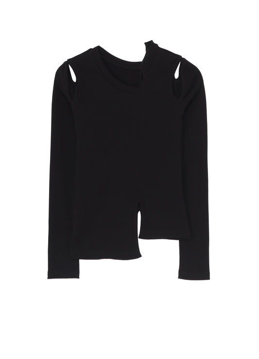 COTTON RIB ASYMMETRIC LONG SLEEVE TEE