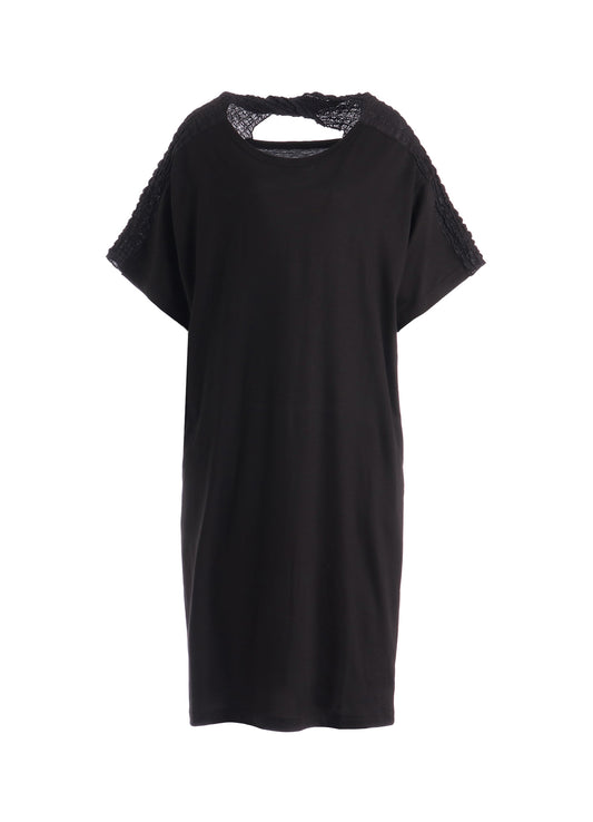 SINGLE JERSEY+SHRINKED LACE BACK TWIST DETAIL DRESS