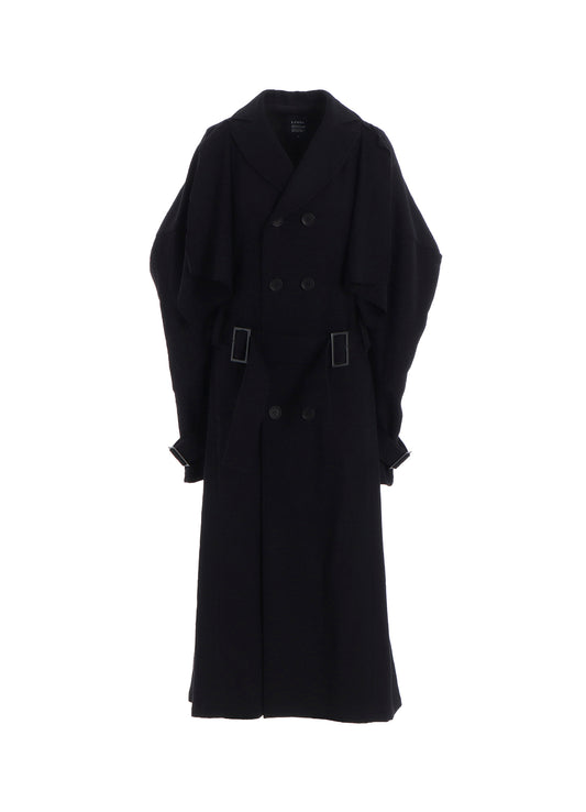 SHRINKED SERGE TRENCH COAT WITH BELT