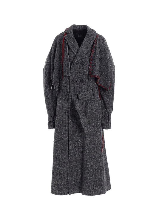 NEP TWEED TRENCH COAT WITH BELT