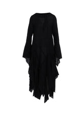 WOOL GAUZE FRILLED DRESS