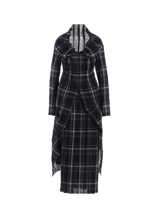 PLAID PATTERN PLEATS DRESS A
