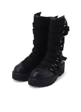 CANVAS + CHROME SPIRAL NECK BOOTS