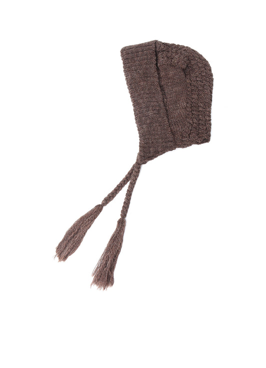 WOOL SLUB ARAN HOODIE