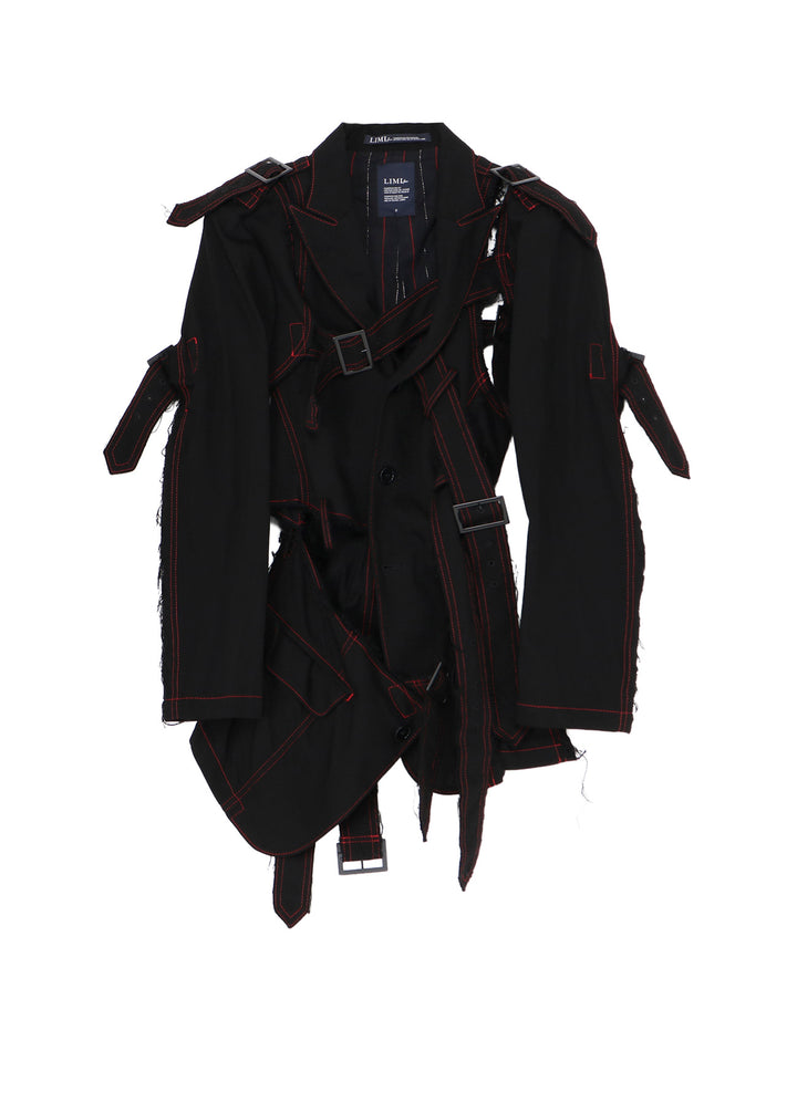 BLACK DENIM BELTED JACKET
