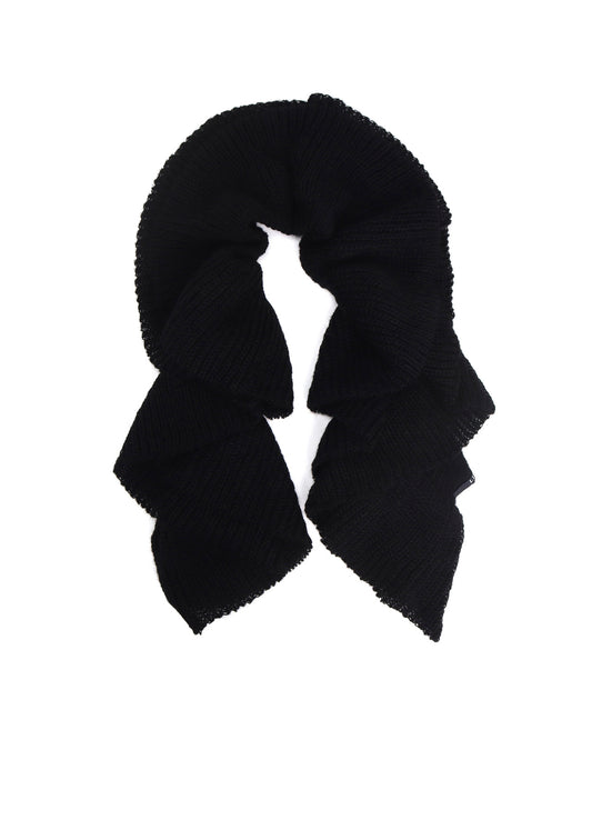 LOOSE TENTION RIB FLUFFY FRILLED SCARF