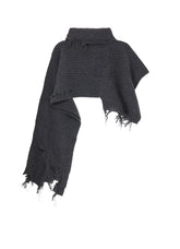 CRUSHED RIB DAMAGED 2WAY WOOL SCARF