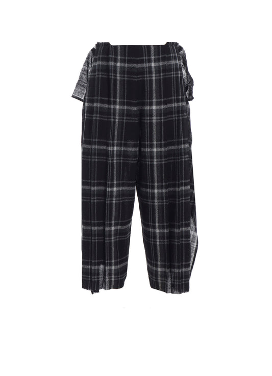 PLAID PATTERN PLEATS PANTS