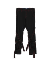 BLACK DENIM BELTED PANTS