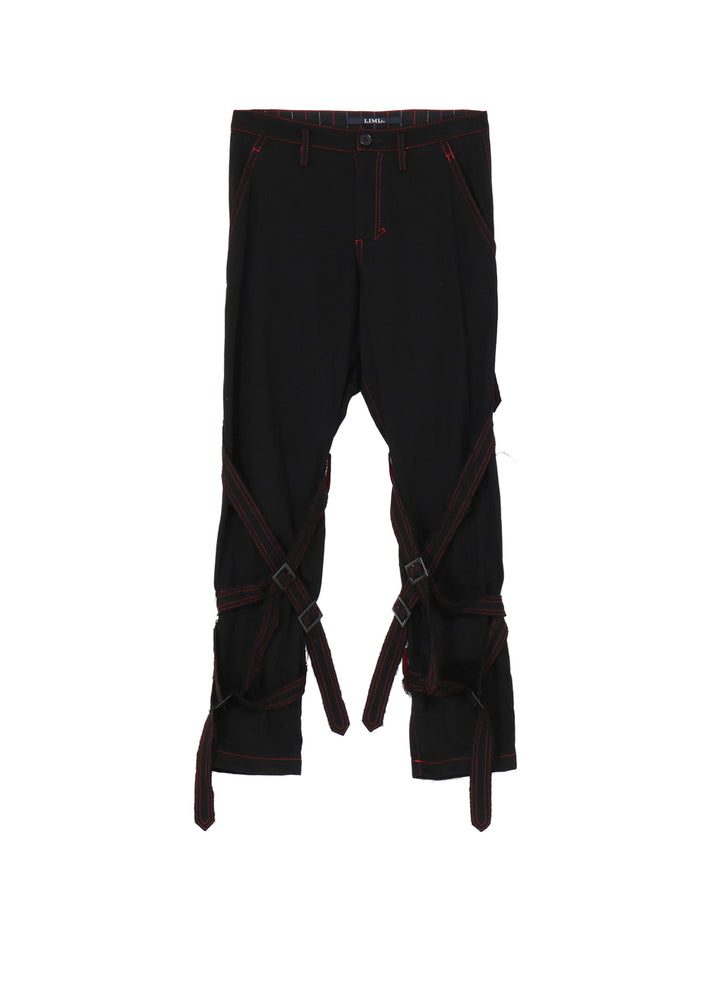 BLACK DENIM BELTED PANTS