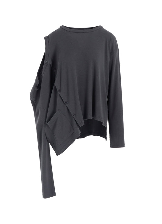 COTTON RAYON RIB 2WAY LONG SLEEVE T CARDIGAN