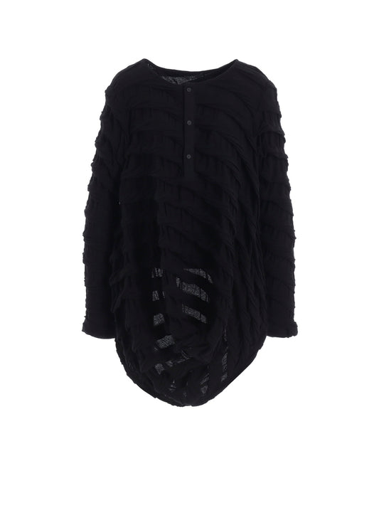 TWIST JACQUARD HEM DRAPE T-SHIRT